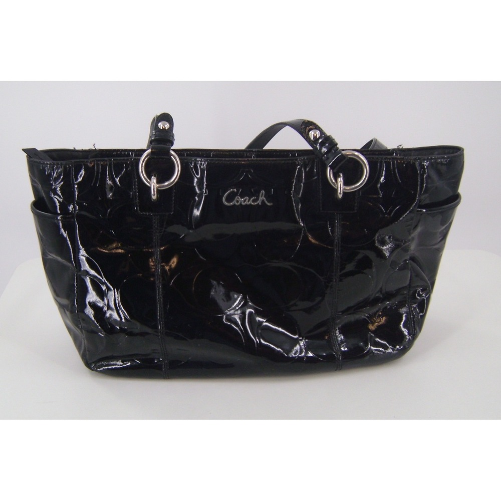 Coach Chelsea Heritage Black Embossed Patent Leather Tote Bag‎ F17728